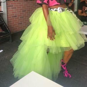 Slime Green Asymmetrical tulle skirt